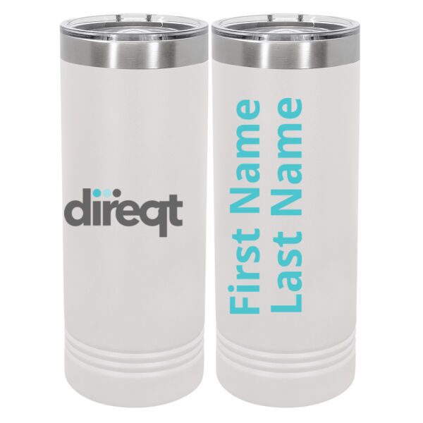 Personalized  - 20 oz Stainless White Skinny Tumbler with Stainless Straw and Lid Thumbnail