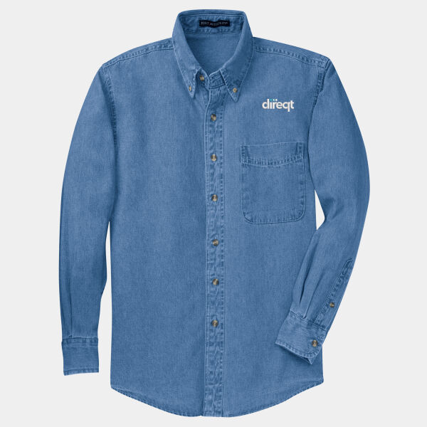 Embroidered - Tall Long Sleeve Denim Shirt Thumbnail