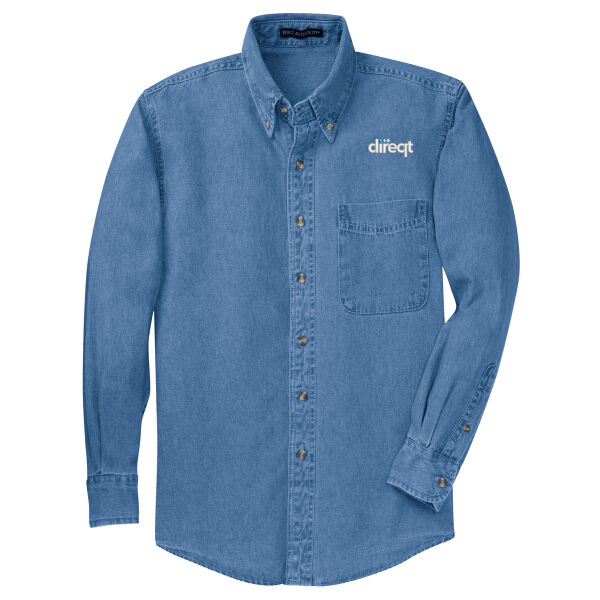 Embroidered - Tall Long Sleeve Denim Shirt Thumbnail