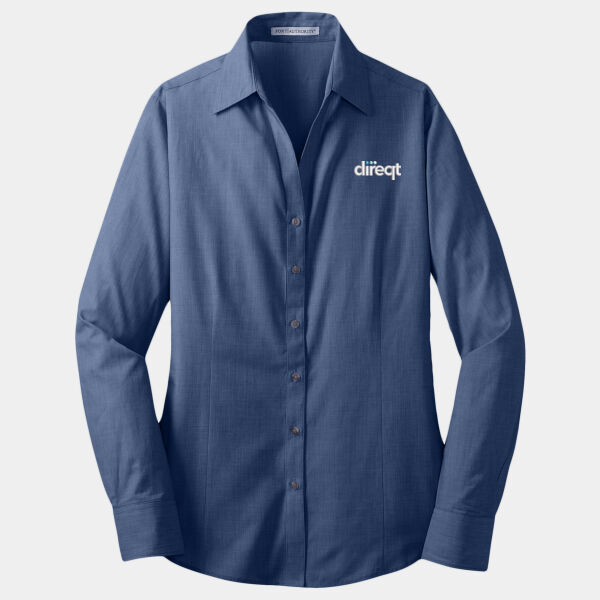 Embroidered - Ladies Crosshatch Easy Care Shirt Thumbnail